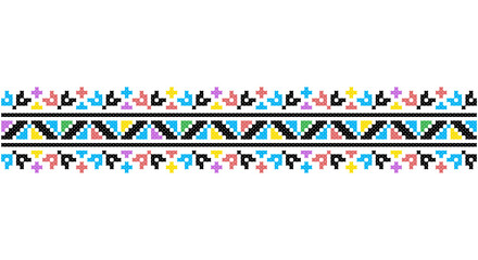 Embroidered good like old handmade cross-stitch ethnic Ukraine pattern. Ukrainian towel ornament, rushnyk called, vector.