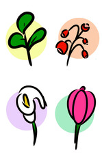 Illustrative icons of flowers