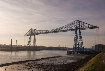 The teesside transporter bridge which crosses the River Tees between Middlesbrough and Stockton