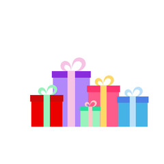 Happy birthday party, birthday party, colorful gift box at party, flat vector illustration and icon