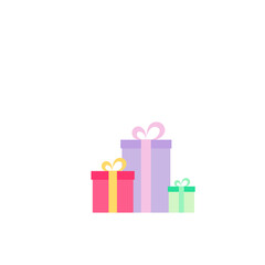 Happy birthday party, birthday party, colorful gift box at party, flat vector illustration and icon