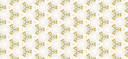 Seamless pattern in white with Christmas toys and Christmas tree branches.Design for decor, print. Background, wallpaper