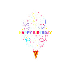 Happy birthday party, birthday party,Exploding party popper with confetti,flat vector llustration and icons.