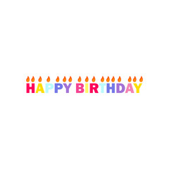 Happy birthday, birthday party, birthday candles colorful flat vector illustration and icon