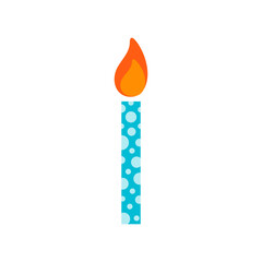 Happy birthday, birthday party, birthday candles colorful flat vector illustration and icon