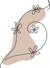 Abstract shaped design and doodle flower line