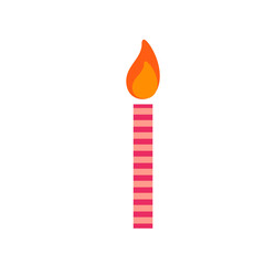 Happy birthday, birthday party, birthday candles colorful flat vector illustration and icon