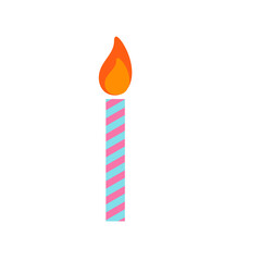 Happy birthday, birthday party, birthday candles colorful flat vector illustration and icon