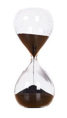 Isolated hourglass with flowing dark sand