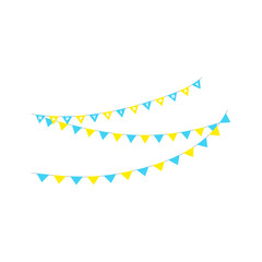 Happy birthday party, birthday party, colorful party flags, flat vector illustration and icons