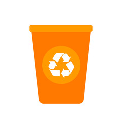 Recycling garbage separation collection and recycled isolated on white background.Trash in garbage cans with sorted garbage vector icons. 
