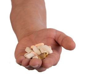 Diet and healthy lifestyle. Young attractive guy with a nice body and sports supplements.