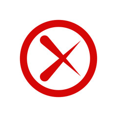 Wrong mark, disapproval, not endorsed, not up to standard, not ok