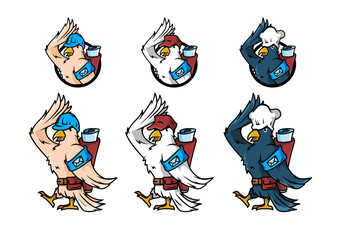 POST BIRD MASCOT SET VECTOR