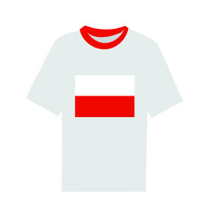 Poland flag printed t-shirt vector illustration isolated on white background.