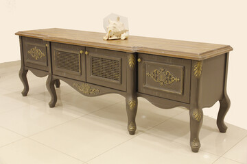 wooden retro dresser stock photo