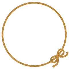 大きくてシンプルな正円のロープのフレーム（リボン付きの茶色いロープ）