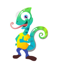 Illustration of a cheerful youth chameleon