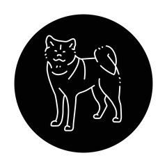 Akita inu color line icon. Dog breed.