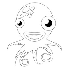 simple funny cartoon vector illustration of octopus