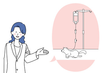 ペットの点滴の案内をする白衣の女性