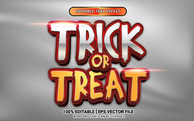 Trick or treat halloween party 3d text effect editable template element headline design