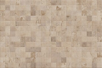 Brown cement and Concrete Stone mosaic tile. Old ceramic tile with cement texture.