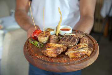 Various grilled meat on wooden plate stock photo
Barbecue - Meal, Beef, Skewer, Barbecue Grill, Burning