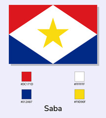 Vector Illustration of Saba flag isolated on light blue background. Illustration Saba flag with Color Codes. As close as possible to the original. ready to use, easy to edit.
