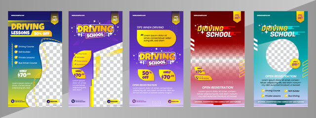 Naklejka premium Sriving school social media story banner or flyer template marketing