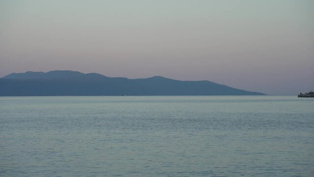 Kvarner Bay and Krk Island toward Lovran at sunset, Kvarner Bay