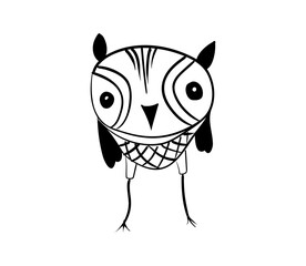 Vector graphic of Hand drawn owl isolated on white background. Owl sketch black and white hand drawn image. Hand drawn sketch style illustration. Vector illustration eps10.
