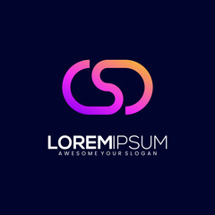 Luxury logo gradient minimalist letter S