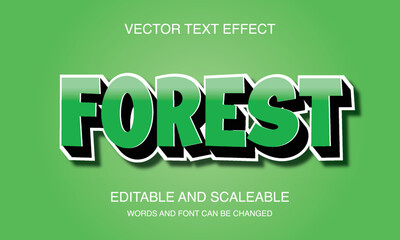 Forest Editable 3D text style effect vector template