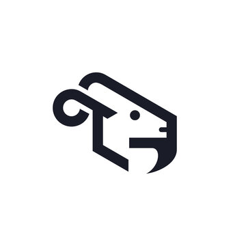 Goat head geometric logo design, vector and illustration