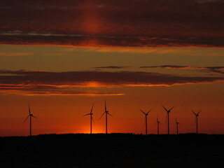 Obraz premium wind turbines at sunset island Gotland Sweden 