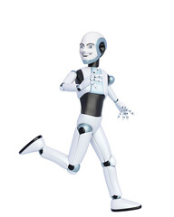Fototapeta na wymiar robot boy cartoon walking and looking back
