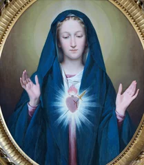 Gartenposter VARALLO, ITALY - JULY 17, 2022: The painting of Immaculate heart of Virgin Mary in the church Basilica del Sacro Monte by Enrico Reffo from end of 19. cent. © Renáta Sedmáková