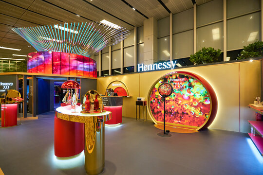SINGAPORE - CIRCA JANUARY, 2020: Hennessy pop up store in Singapore Changi Airport