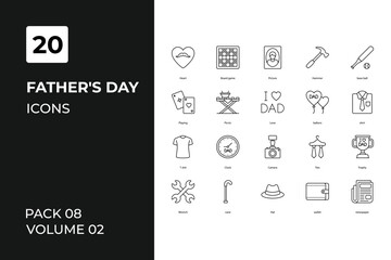 Father's Day icons collection. Set contains such Icons as Best dad vector, dad crown more 
