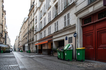 Rubbish bins in the streets of Paris, France