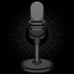 vintage microphone icon logo