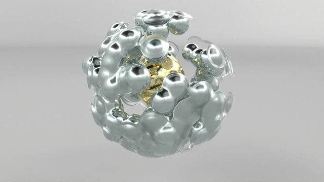 Liquid metal surreal object based on meta balls 