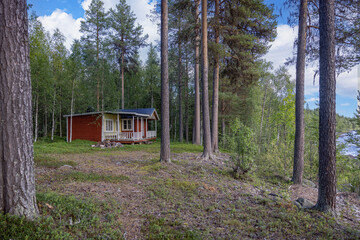 Wood cabin by Krokforsen is a rapids in Norrbotten County. Krokforsen is situated nearby to...