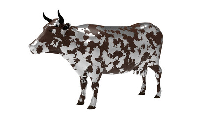 3D rendering - metallic rusted cow