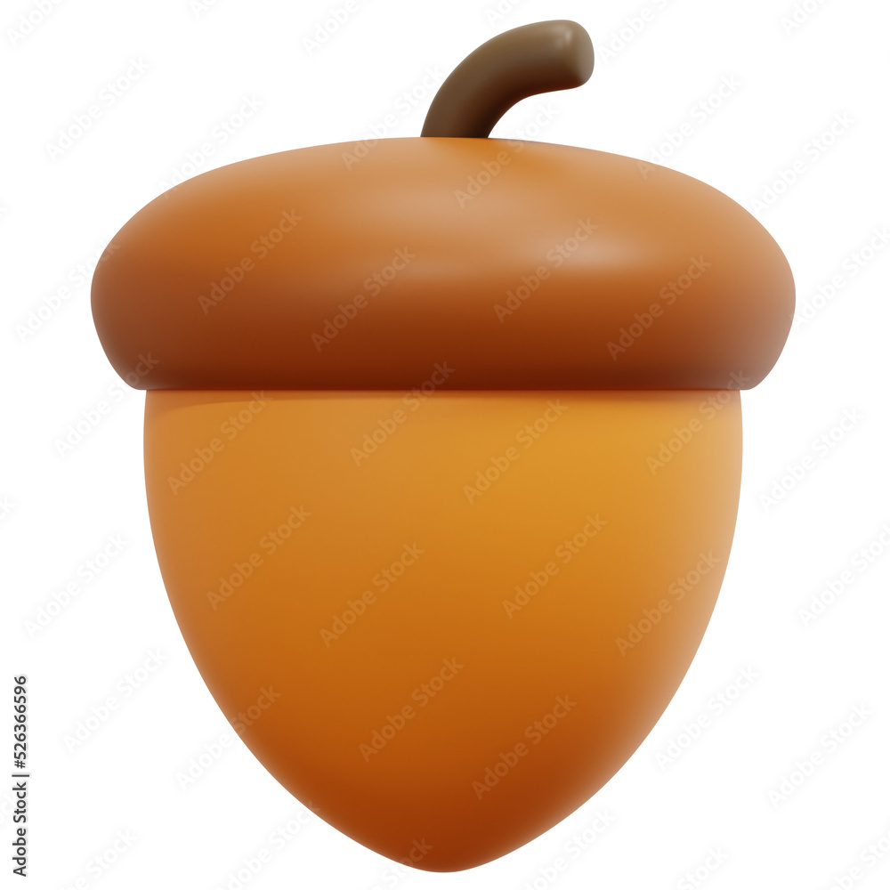 Poster acorn 3d render icon illustration