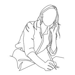 Business people One line drawing. Business woman. Business man. Continuous one line drawing of business people standing with  confident pose. Minimalism design. Vector illustration.One line art.