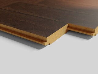 Laminate flooring assembly illustration for catalog cover or flyer design. 3d rendering.