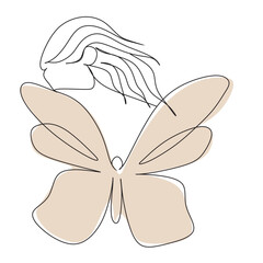 One Line Art Angel . Angel Lines. Vector one line Illustrations.