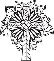jesus cross in floral design, Catholic christian cross
